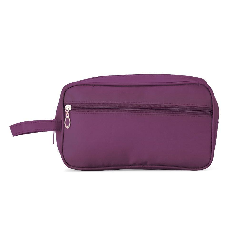 Necessaire Poliéster Resistente à água DI1720 na cor Roxo, brinde personalizado Sky Brindes
