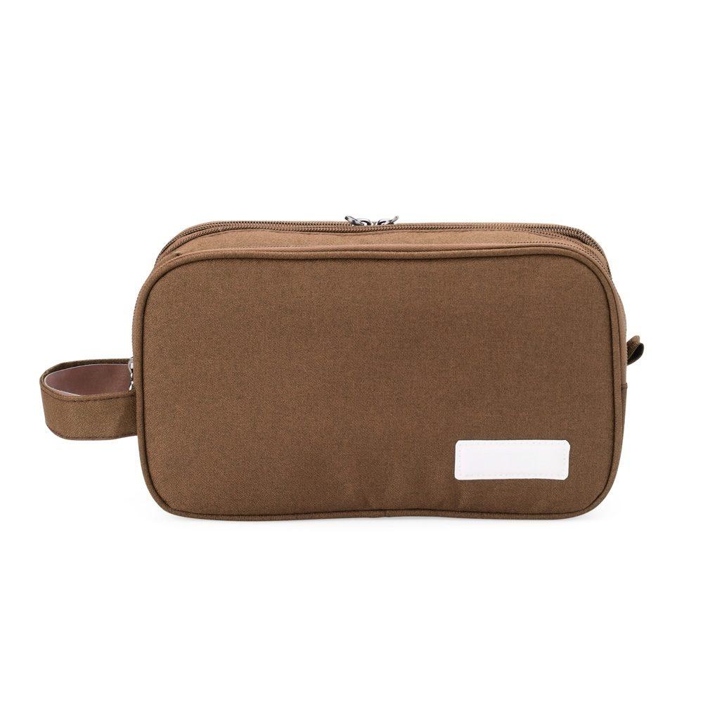 Necessaire Poliéster DI1721 na cor Marrom, brinde personalizado Sky Brindes