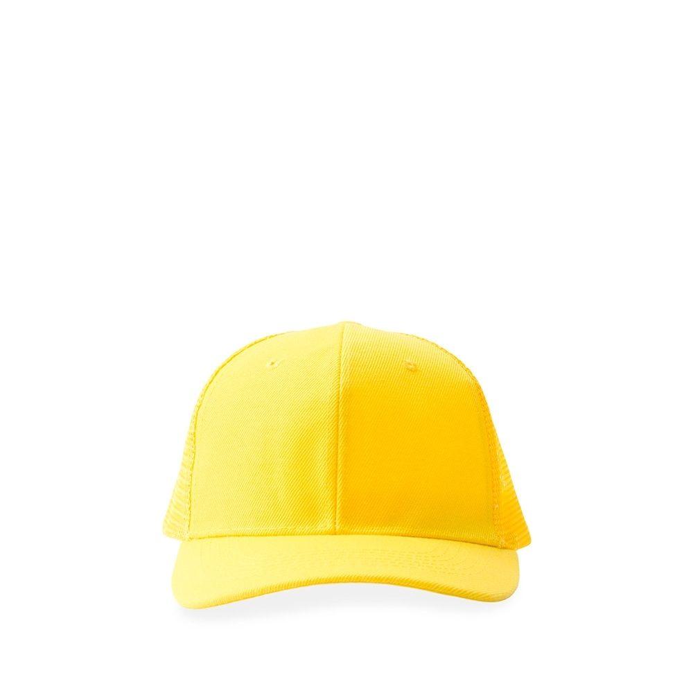 Boné Poliéster Aba Curva DI1727 na cor Amarelo, brinde personalizado Sky Brindes