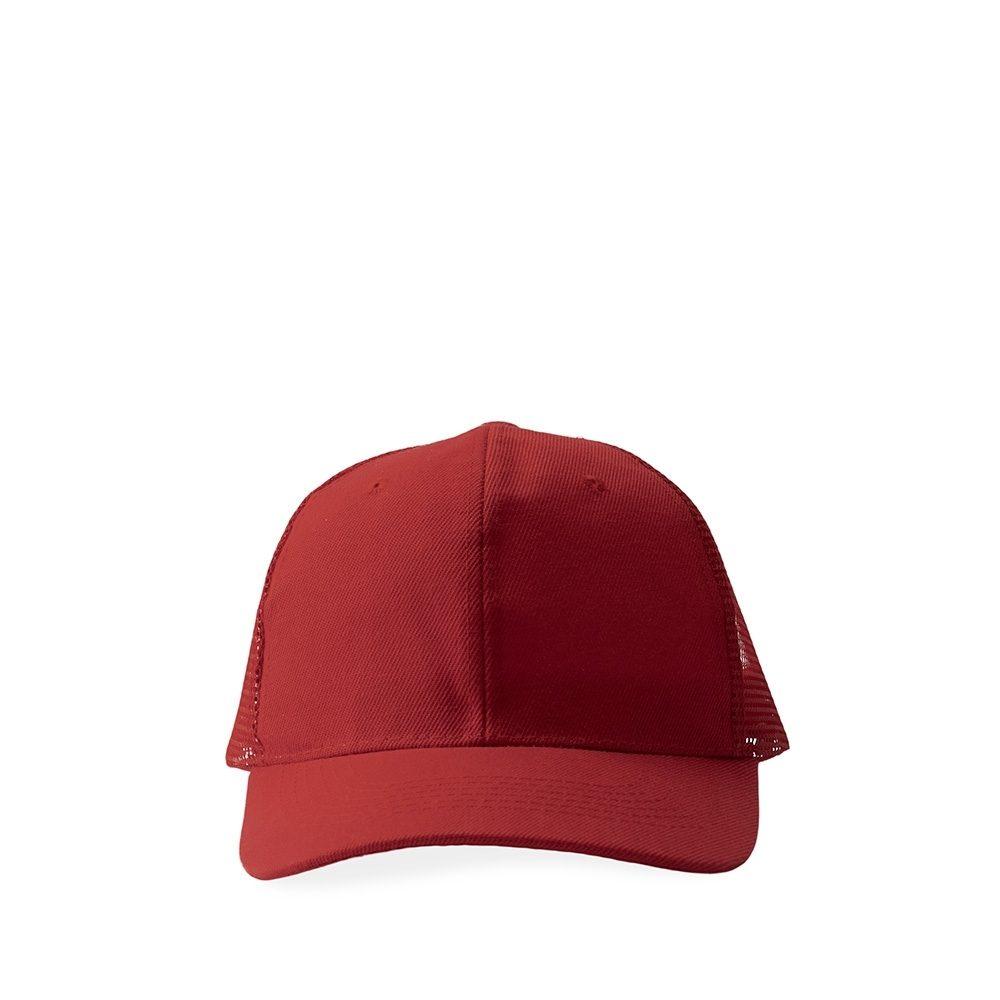 Boné Poliéster Aba Curva DI1727 na cor Vermelho, brinde personalizado Sky Brindes