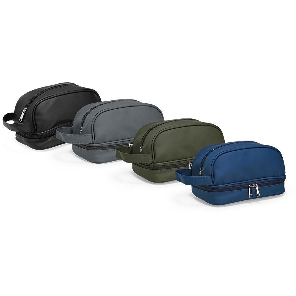 Necessaire Couro Sintético DI1734 na cor Azul, brinde personalizado Sky Brindes