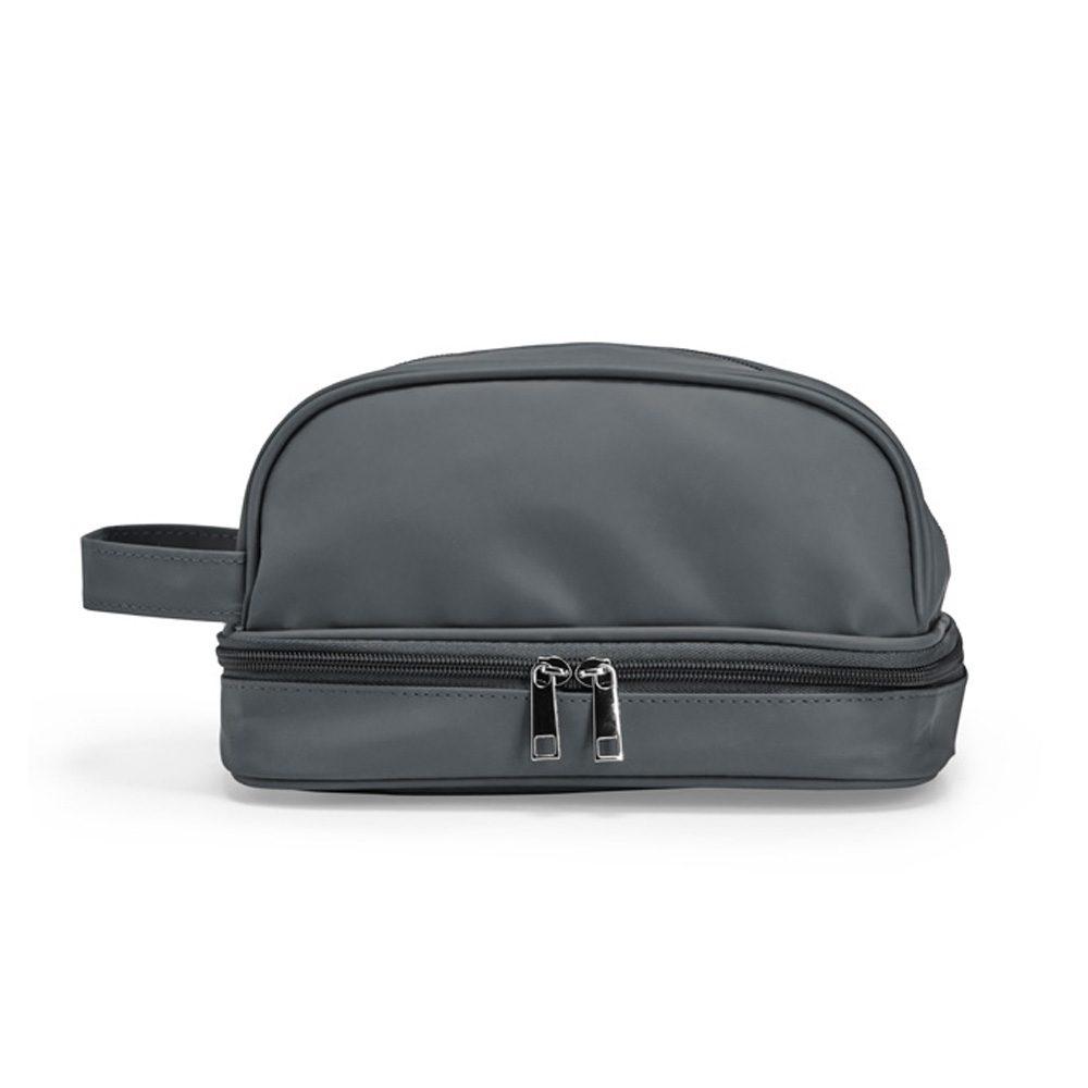 Necessaire Couro Sintético DI1734 na cor Cinza, brinde personalizado Sky Brindes
