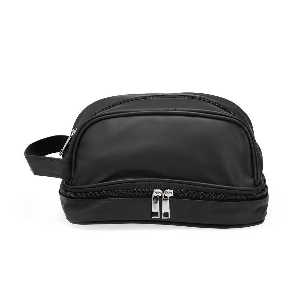 Necessaire Couro Sintético DI1734 na cor Preto, brinde personalizado Sky Brindes