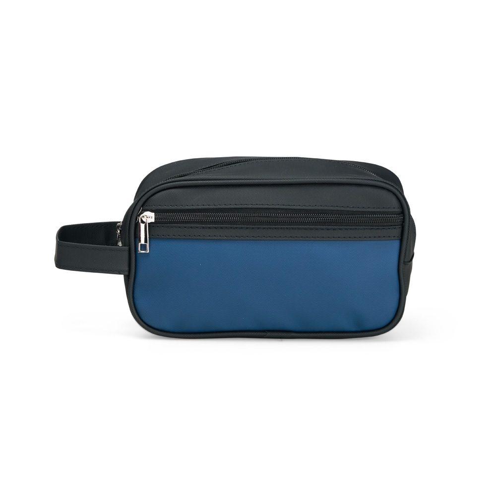 Necessaire Couro Sintético DI1735 na cor Azul, brinde personalizado Sky Brindes