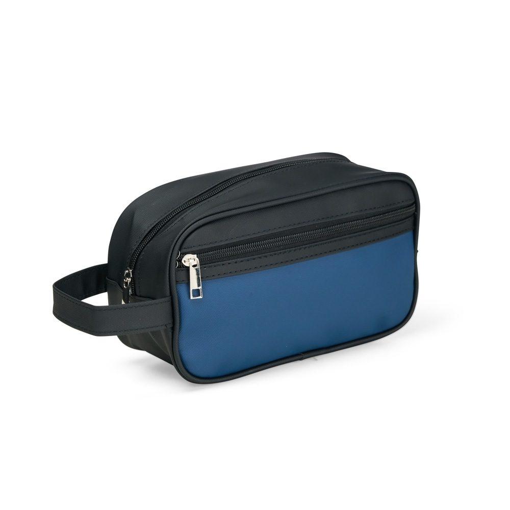 Necessaire Couro Sintético DI1735 na cor Azul, brinde personalizado Sky Brindes