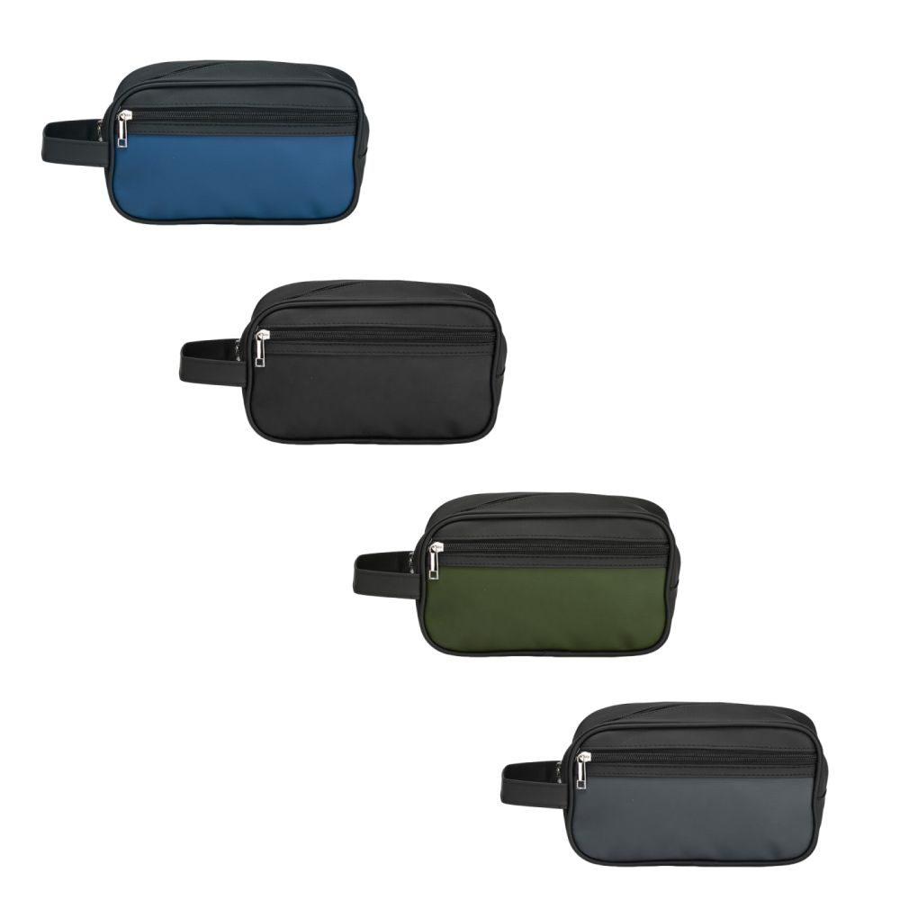Necessaire Couro Sintético DI1735 na cor Azul, brinde personalizado Sky Brindes