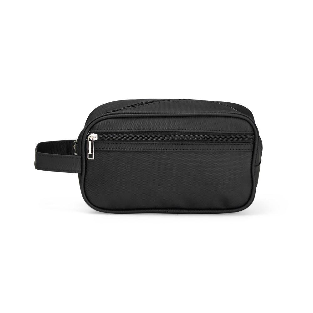 Necessaire Couro Sintético DI1735 na cor Preto, brinde personalizado Sky Brindes
