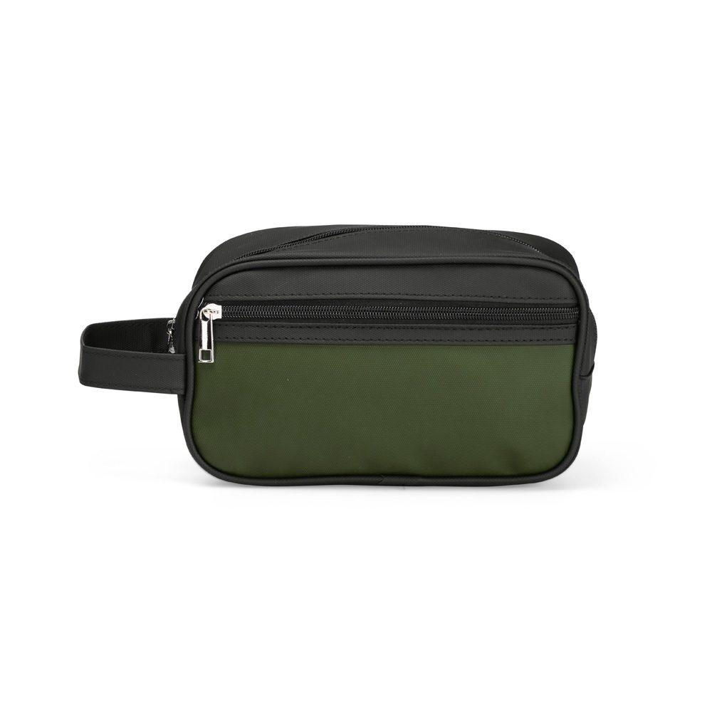Necessaire Couro Sintético DI1735 na cor Verde, brinde personalizado Sky Brindes