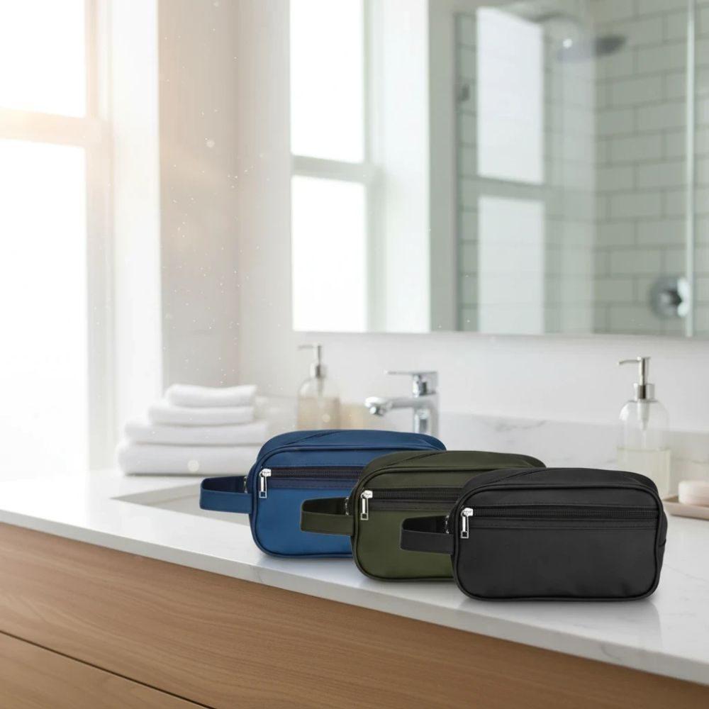 Necessaire Couro Sintético DI1735 na cor Azul, brinde personalizado Sky Brindes