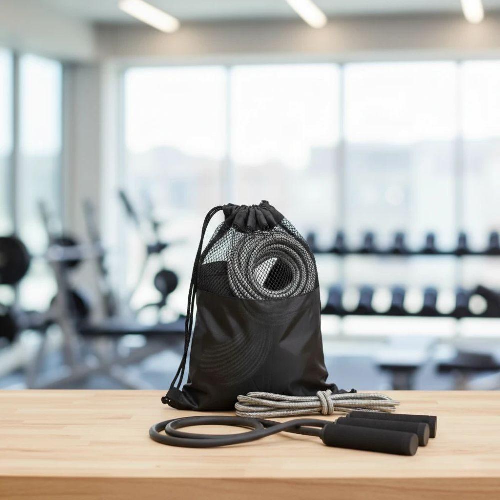 Conjunto Fitness 2 Peças DI1738 na cor Preto, brinde personalizado Sky Brindes
