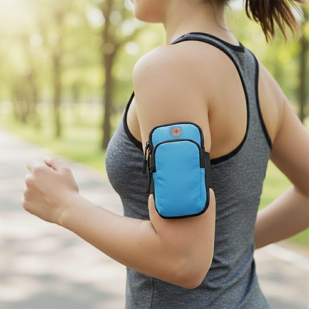 Braçadeira Esportiva Neoprene DI1744 na cor Azul, brinde personalizado Sky Brindes