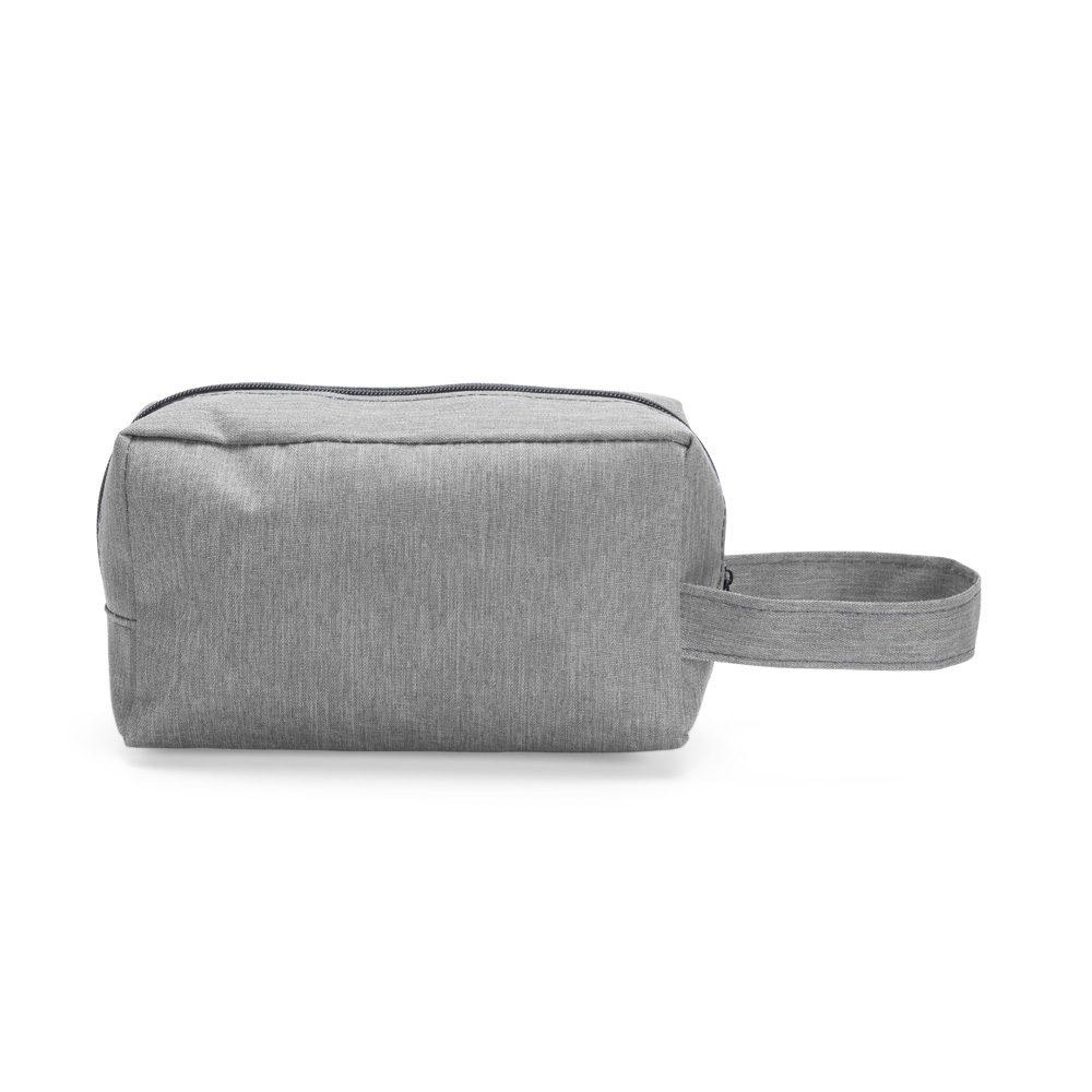 Necessaire Poliéster DI1752 na cor Cinza claro, brinde personalizado Sky Brindes