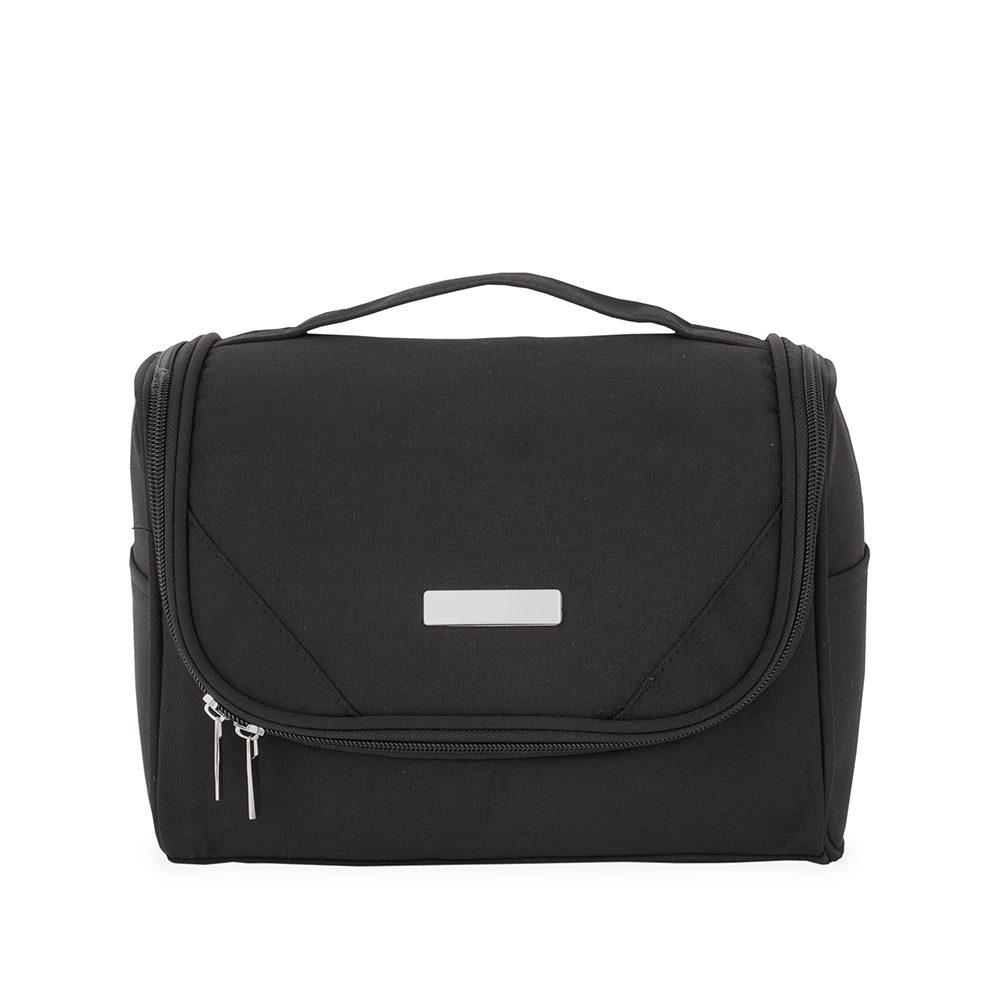 Necessaire Poliéster DI1756 na cor Preto, brinde personalizado Sky Brindes
