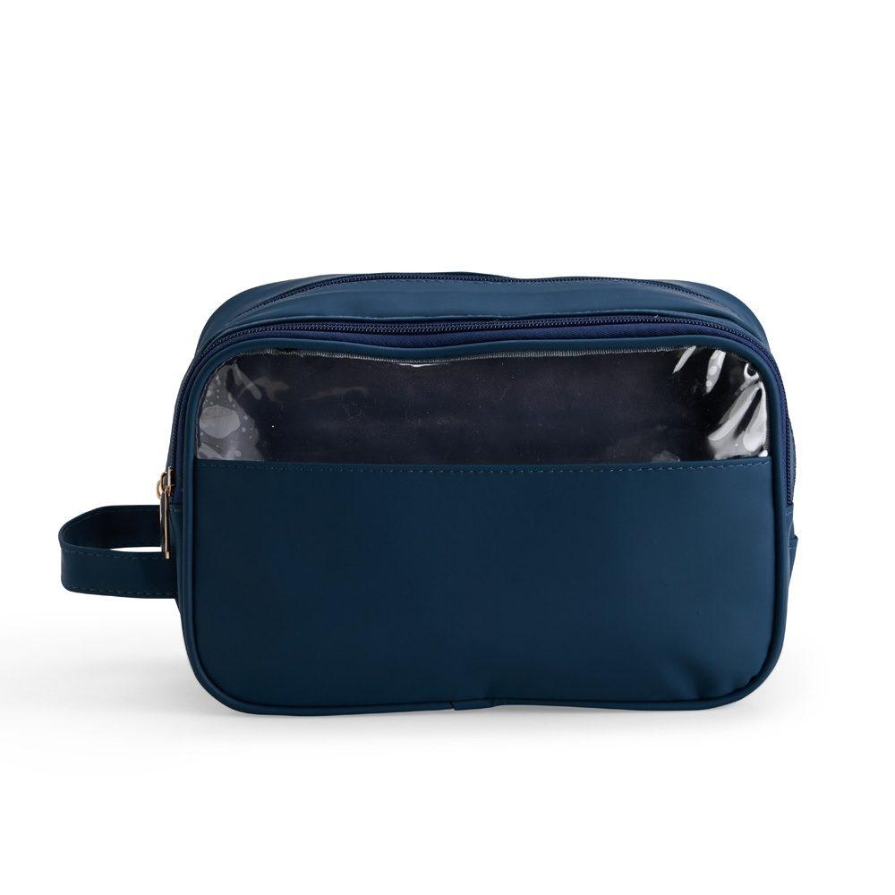 Necessaire Poliuretano DI1757 na cor Azul escuro, brinde personalizado Sky Brindes