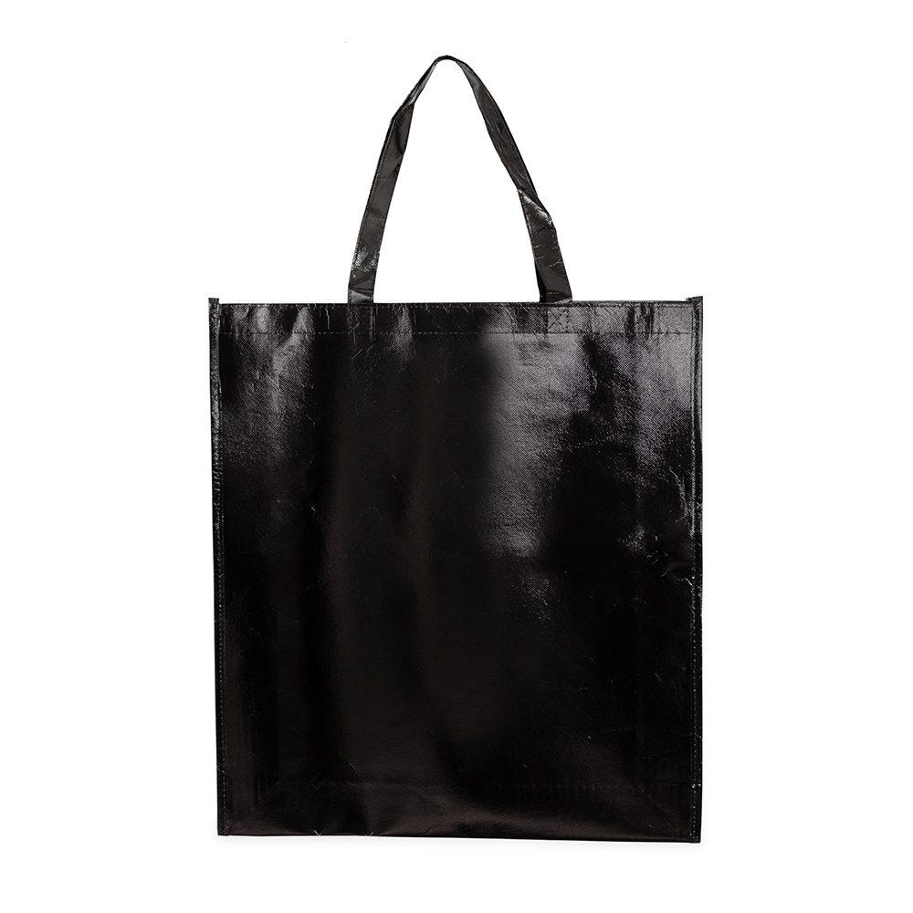 Sacola TNT Metalizado DI1758 na cor Preto, brinde personalizado Sky Brindes