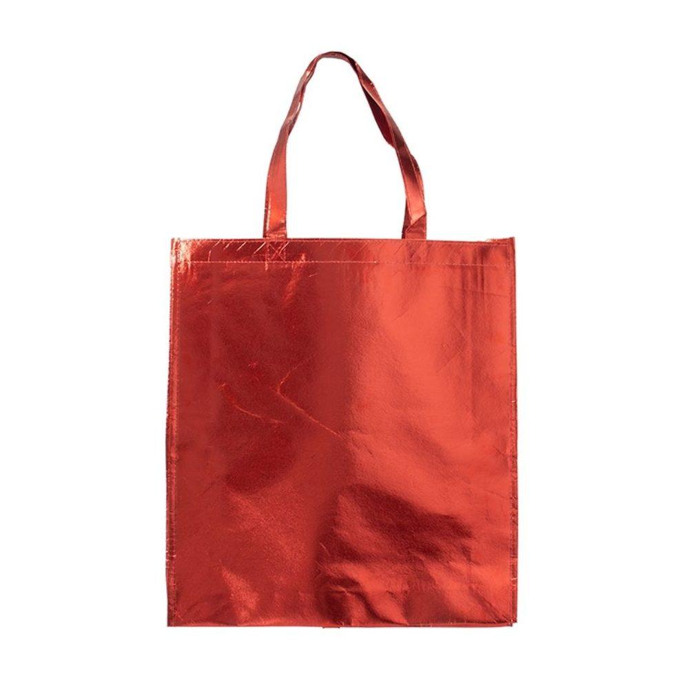 Sacola TNT Metalizado DI1759 na cor Vermelho, brinde personalizado Sky Brindes