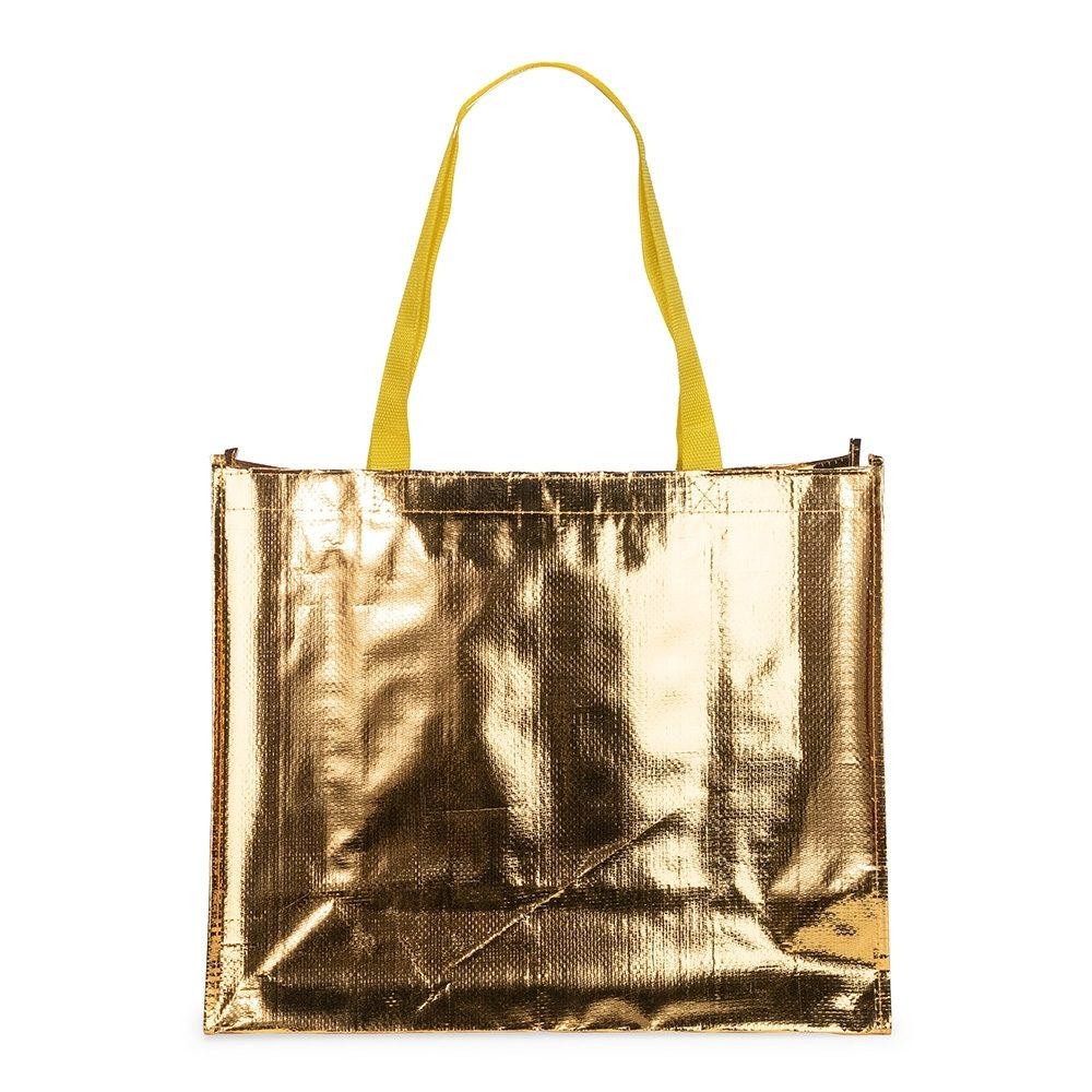 Sacola PP Metalizada DI1760 na cor Dourado, brinde personalizado Sky Brindes