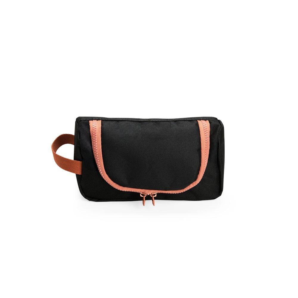 Nécessaire nylon DI1795 na cor Cinza e marrom, brinde personalizado Sky Brindes