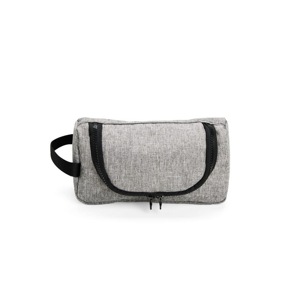Nécessaire nylon DI1795 na cor Prata e preto, brinde personalizado Sky Brindes
