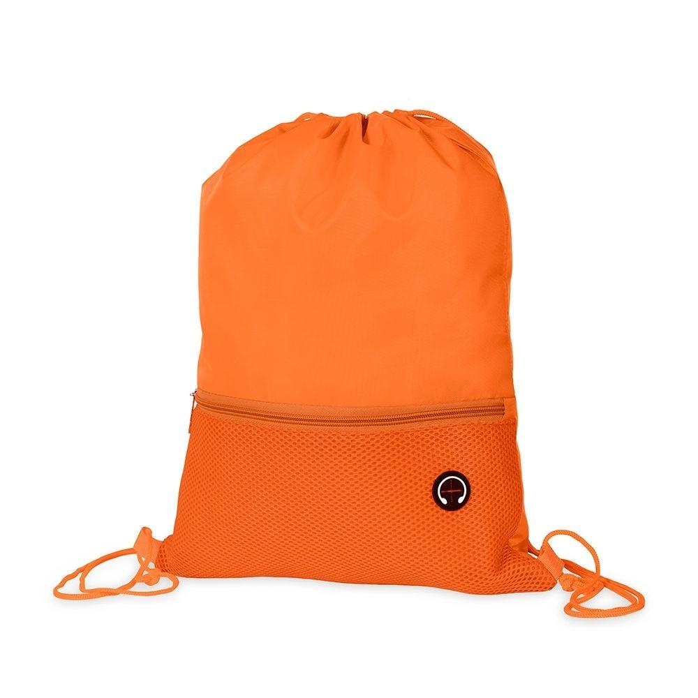 Mochila saco poliéster DI1808 na cor Laranja, brinde personalizado Sky Brindes