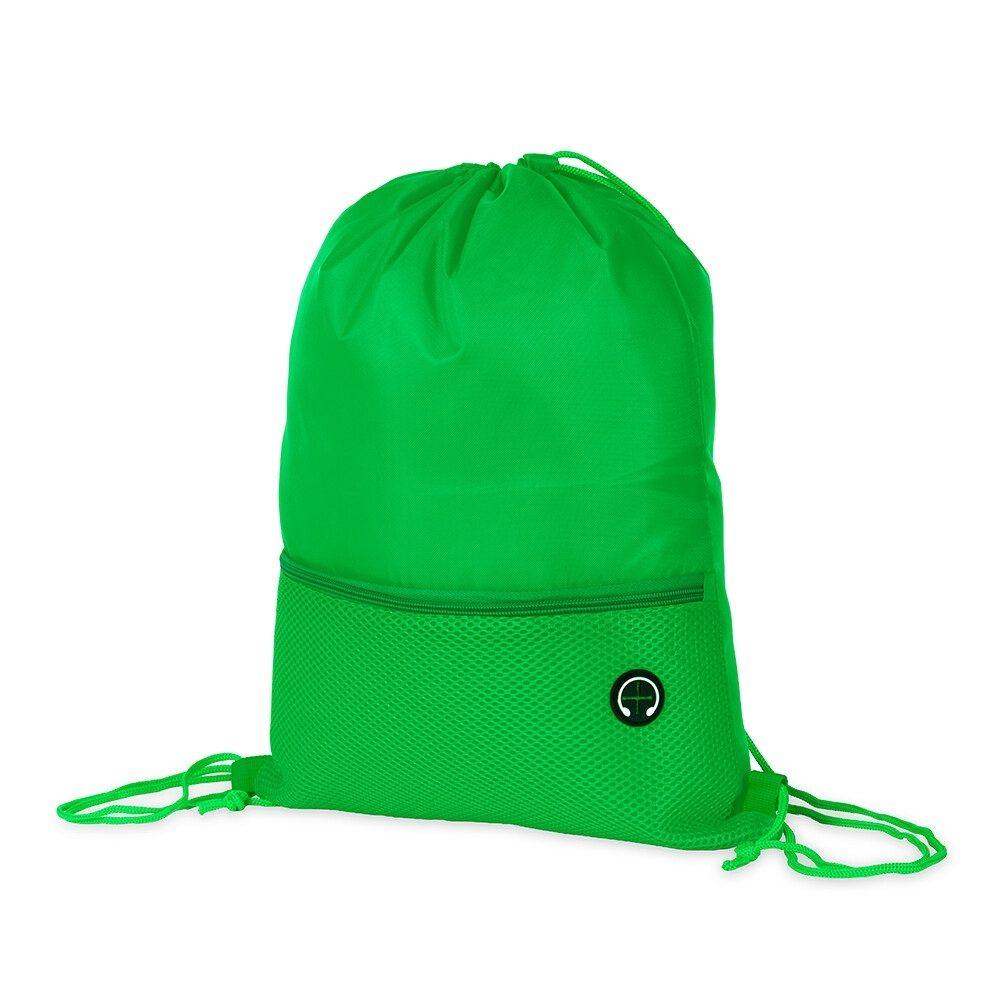Mochila saco poliéster DI1808 na cor Verde, brinde personalizado Sky Brindes