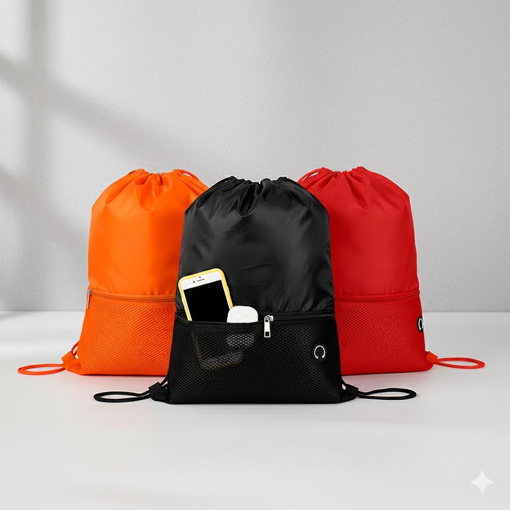 Mochila saco poliéster DI1808 na cor Laranja, brinde personalizado Sky Brindes
