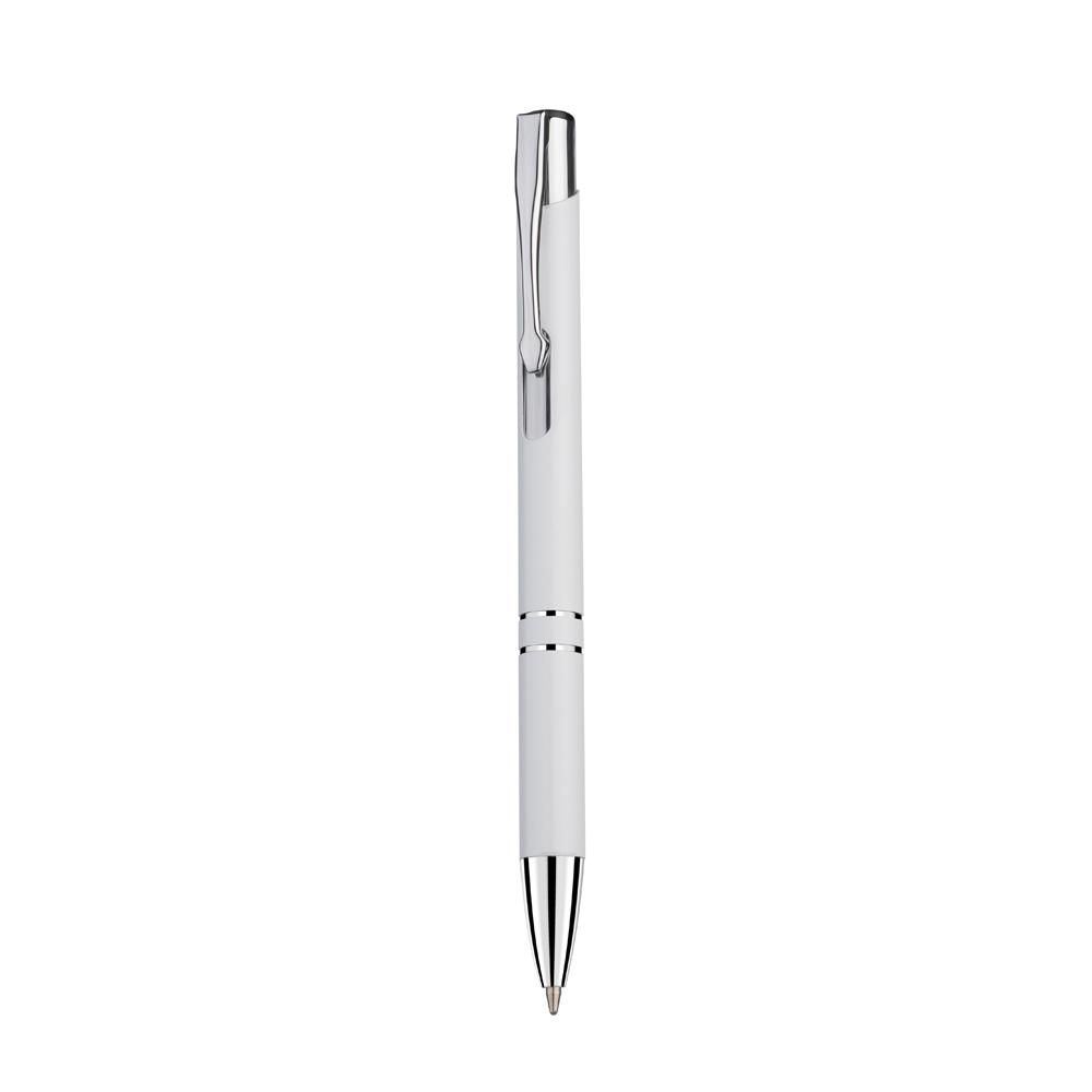 Caneta metálica DI1881 na cor Branco, brinde personalizado Sky Brindes