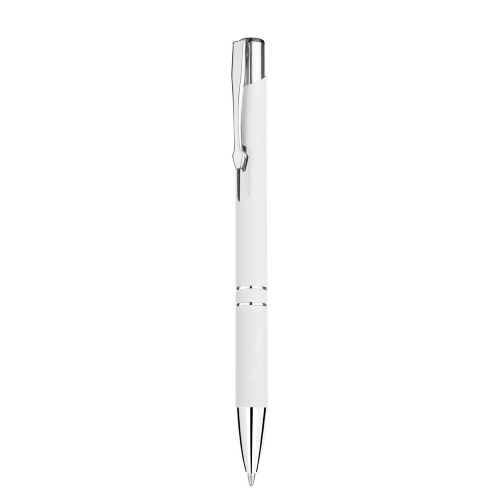 Caneta metálica DI1885 na cor Branco, brinde personalizado Sky Brindes
