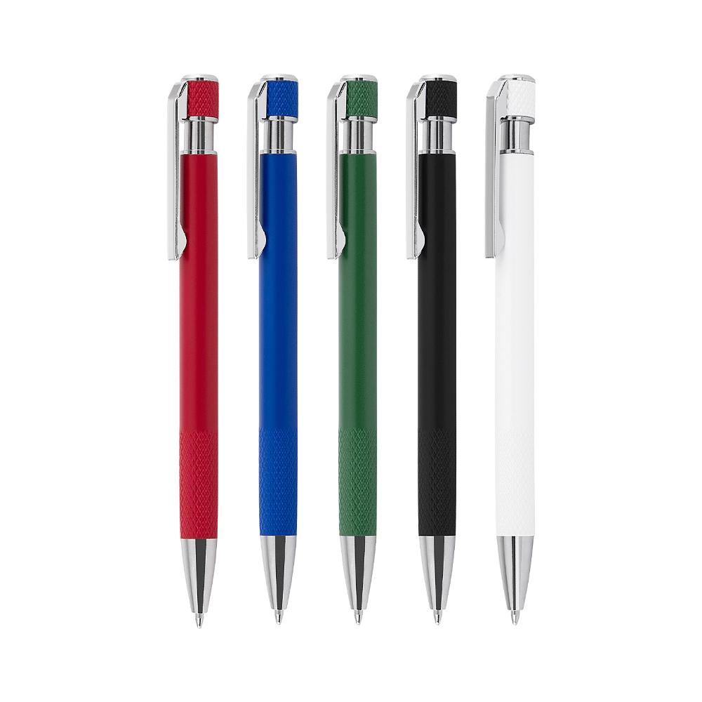 Caneta metálica DI1894 na cor Branco, brinde personalizado Sky Brindes