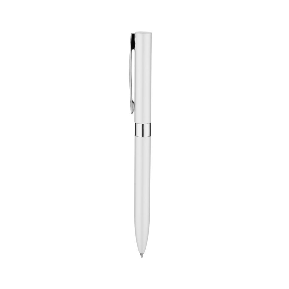 Caneta metálica DI1897 na cor Branco, brinde personalizado Sky Brindes