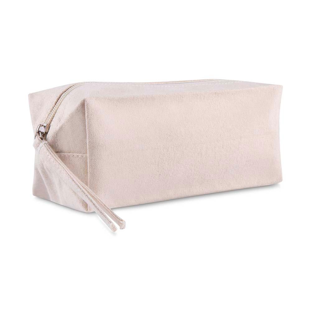 Necessaire em algodão reciclado 340gm² DI1912 na cor Bege e bege, brinde personalizado Sky Brindes