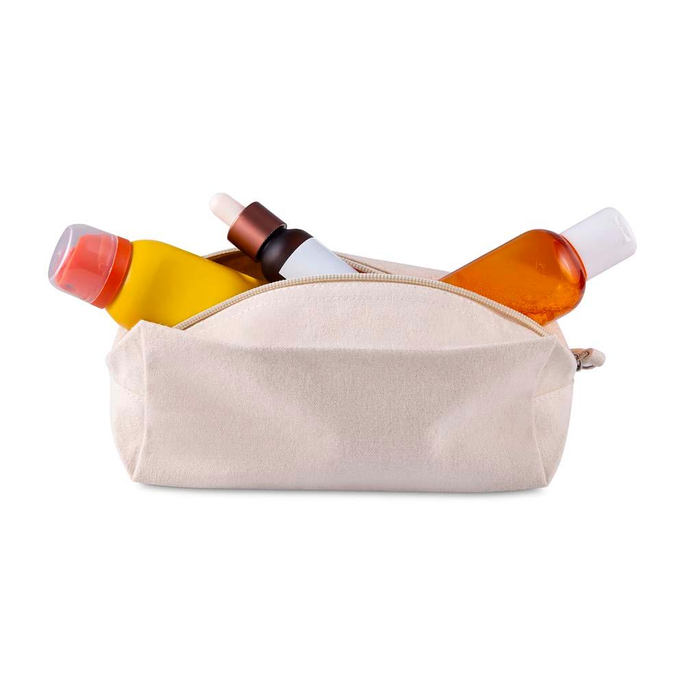 Necessaire em algodão reciclado 340gm² DI1912 na cor Bege e bege, brinde personalizado Sky Brindes