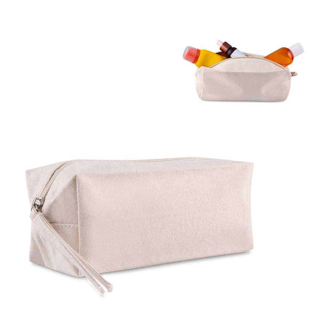 Necessaire em algodão reciclado 340gm² DI1912 na cor Bege e bege, brinde personalizado Sky Brindes