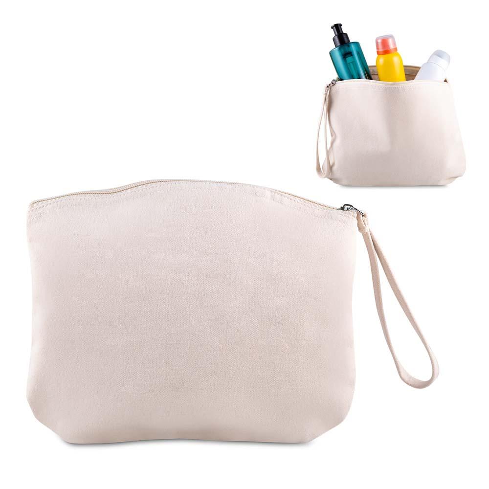 Nécessaire em algodão reciclado 340gm2 DI1913 na cor Bege, brinde personalizado Sky Brindes