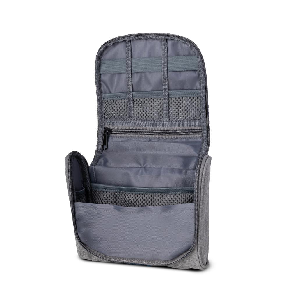 Necessaire em poliéster 300d (18x16x6cm) DI1915 na cor Cinza, brinde personalizado Sky Brindes
