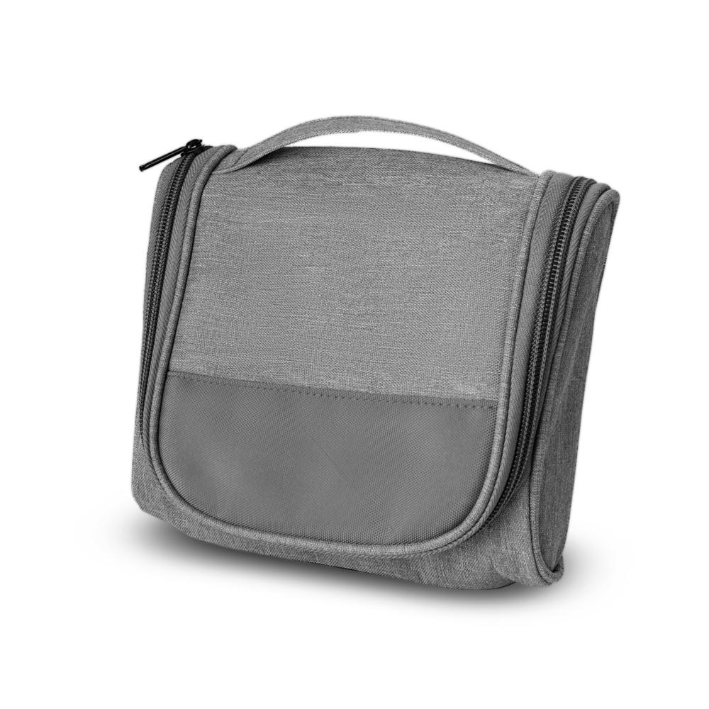 Necessaire em poliéster 300d (18x16x6cm) DI1915 na cor Cinza, brinde personalizado Sky Brindes