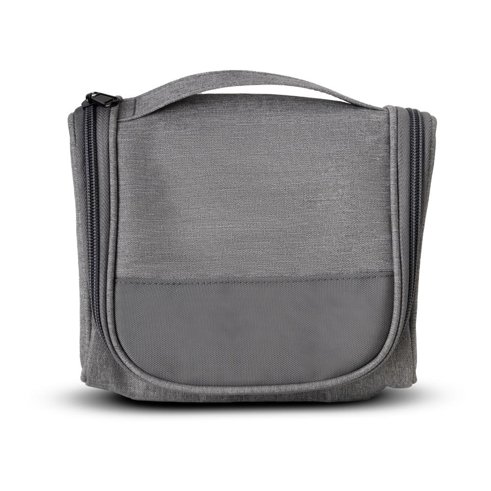 Necessaire em poliéster 300d (18x16x6cm) DI1915 na cor Cinza, brinde personalizado Sky Brindes