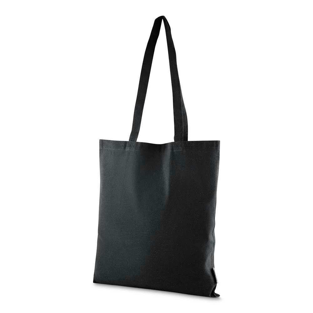 Sacola em algodão reciclável 140gm² DI1924 na cor Preto, brinde personalizado Sky Brindes