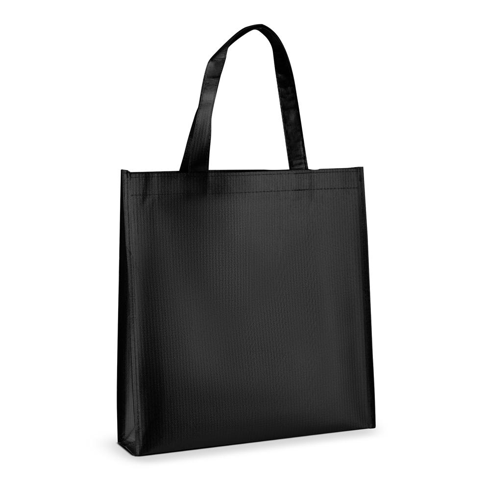 Sacola em tnt laminado 90gm² (34x35x8cm) DI1926 na cor Preto, brinde personalizado Sky Brindes