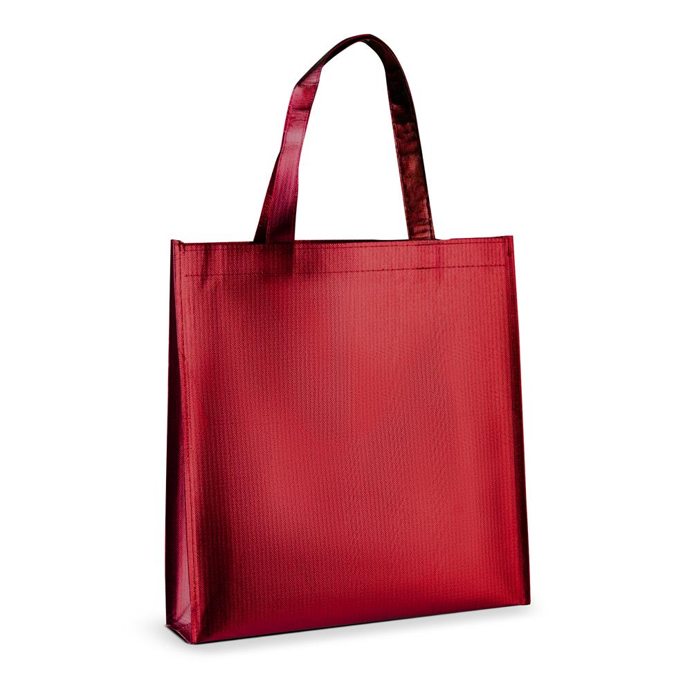 Sacola em tnt laminado 90gm² (34x35x8cm) DI1926 na cor Vermelho, brinde personalizado Sky Brindes