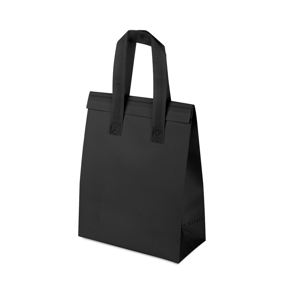 Sacola térmica (26x20cm) DI1927 na cor Preto, brinde personalizado Sky Brindes