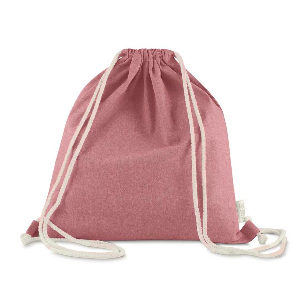 Sacolamochila em algodão mescla reciclado 140gm² DI1933 na cor Vermelho, brinde personalizado Sky Brindes