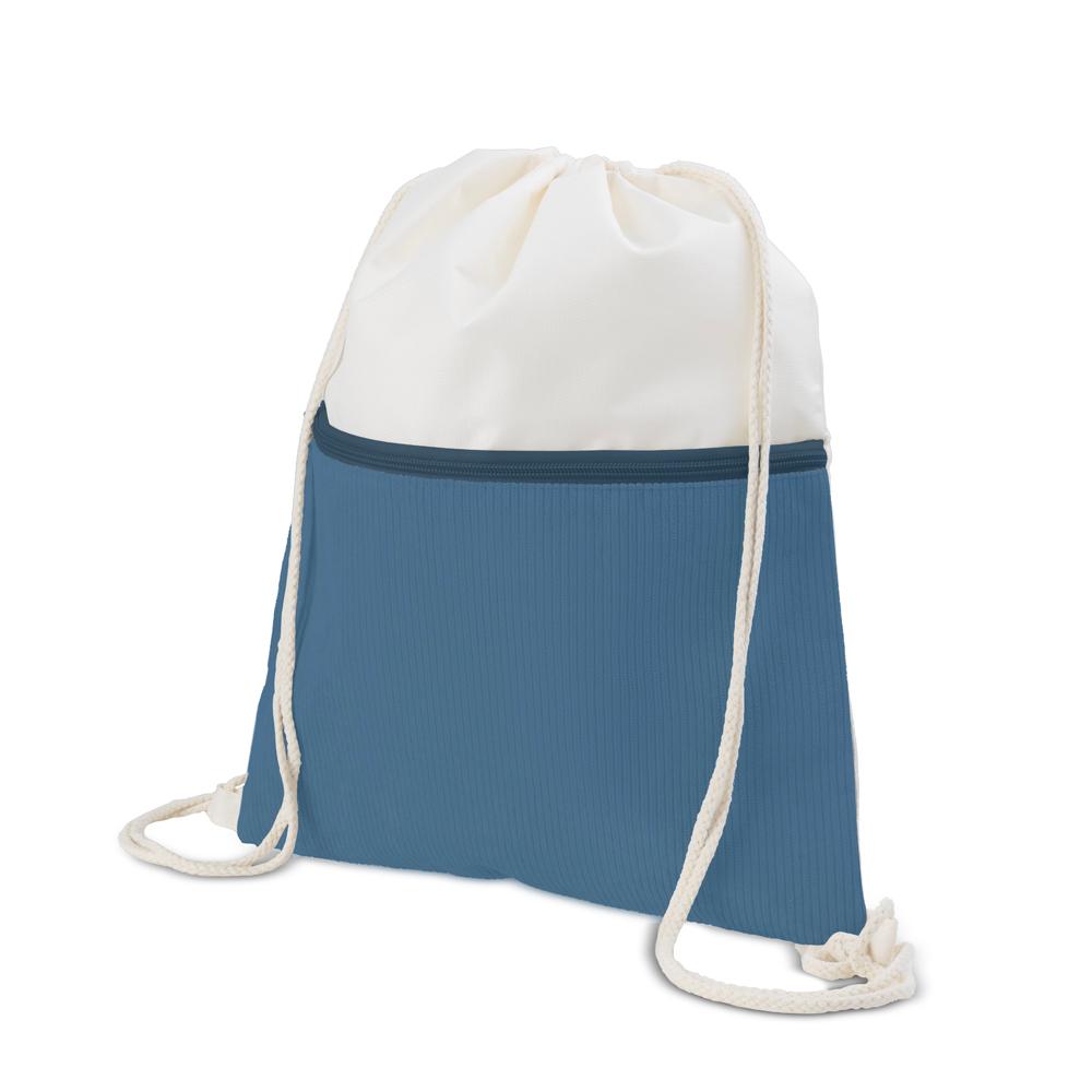 Sacolamochila em poliéster e veludo (41x34,4cm) DI1935 na cor Azul, brinde personalizado Sky Brindes