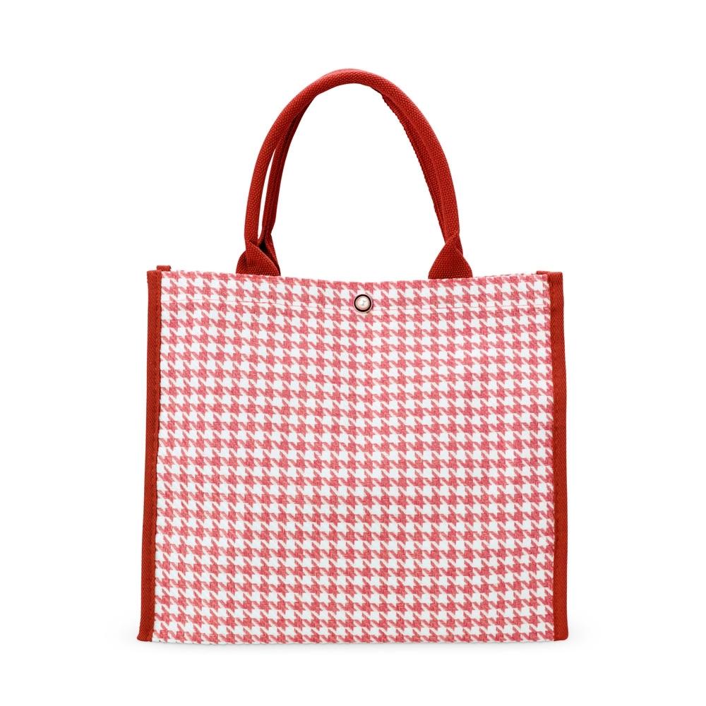 Sacola de poliéster DI1949 na cor Vermelho e inox, brinde personalizado Sky Brindes