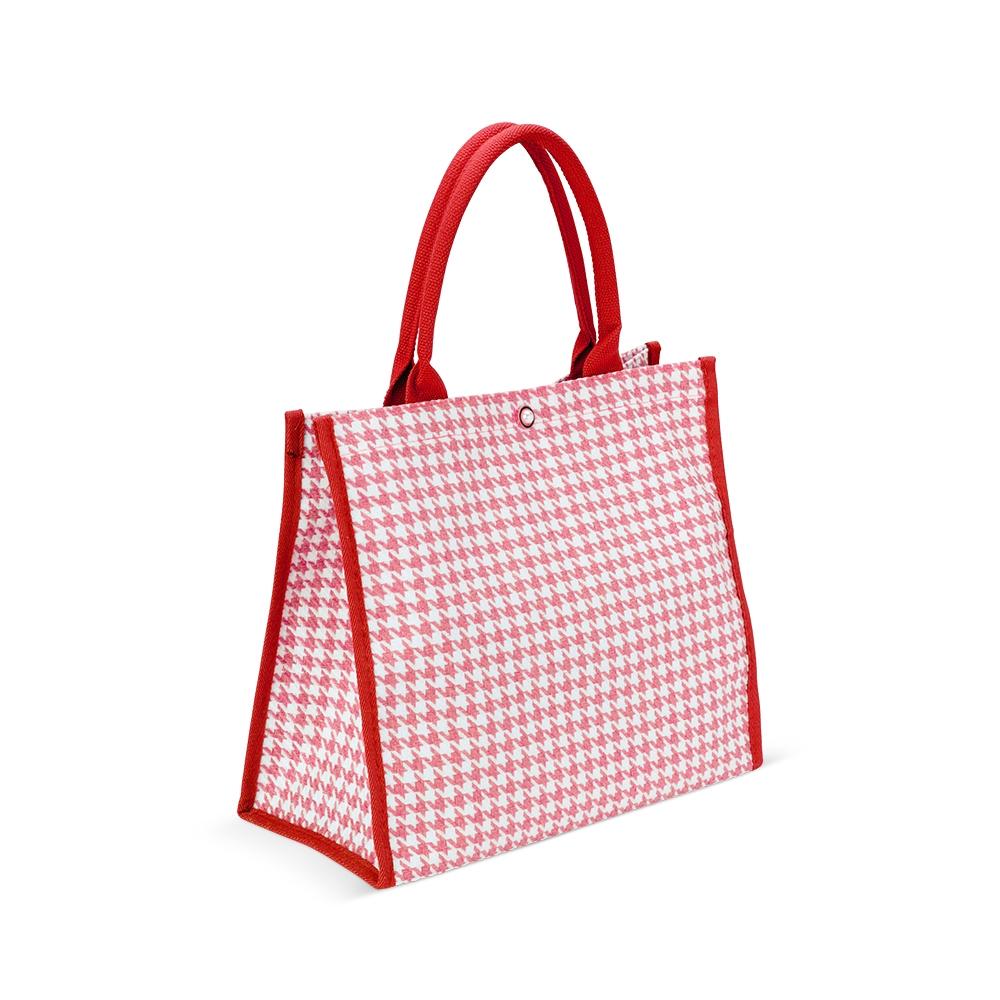 Sacola de poliéster DI1949 na cor Vermelho e inox, brinde personalizado Sky Brindes