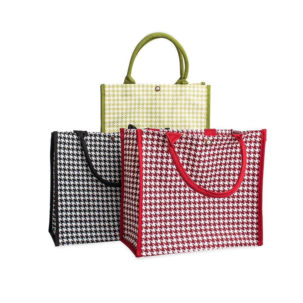 Sacola de poliéster DI1949 na cor Vermelho e inox, brinde personalizado Sky Brindes