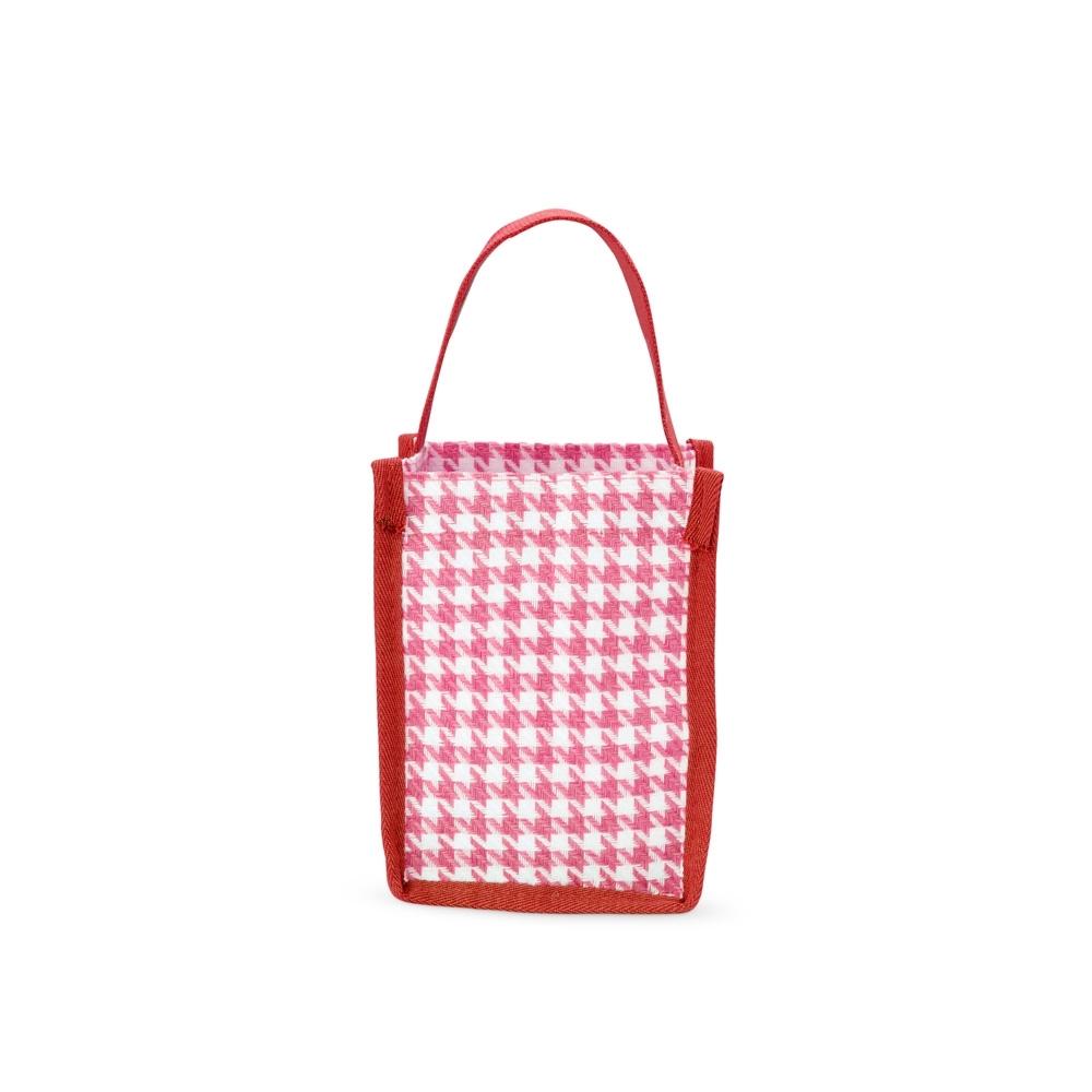 Sacola compacta de poliéster DI1950 na cor Vermelho e inox, brinde personalizado Sky Brindes