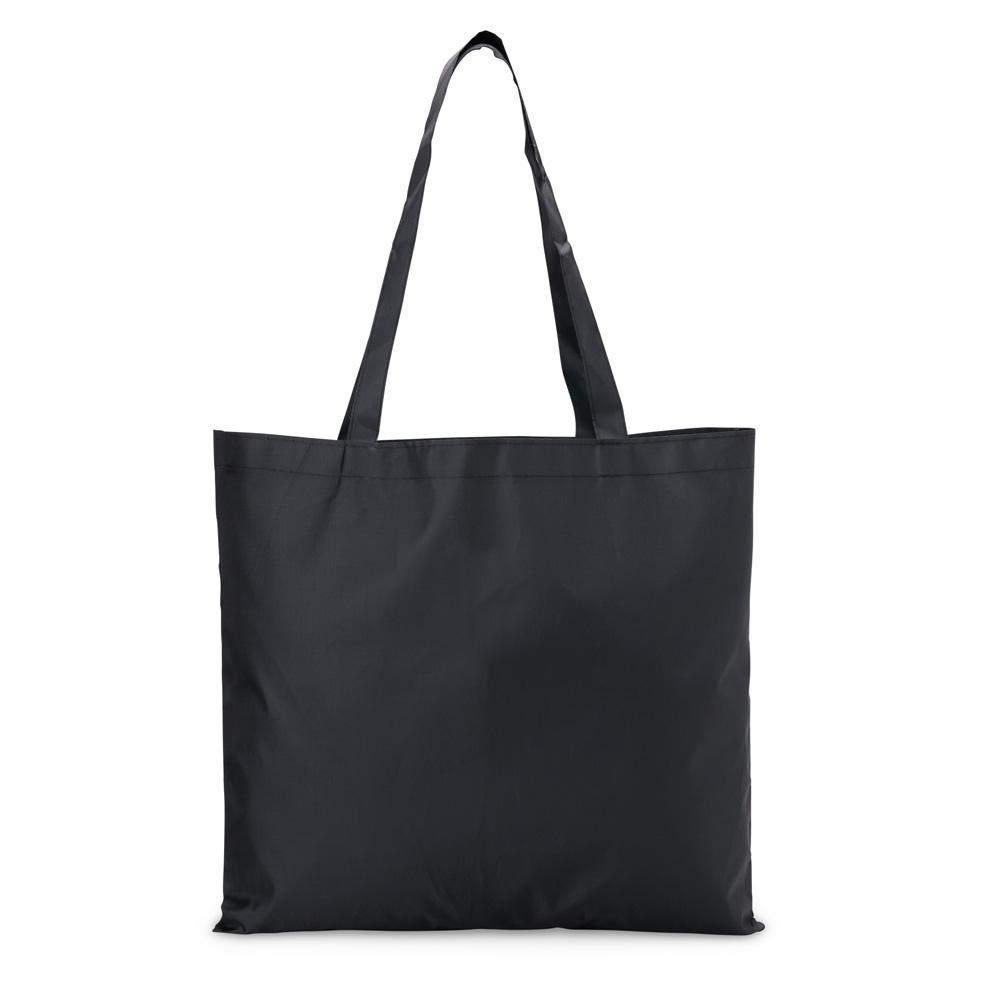 Sacola de poliester DI1951 na cor Preto, brinde personalizado Sky Brindes
