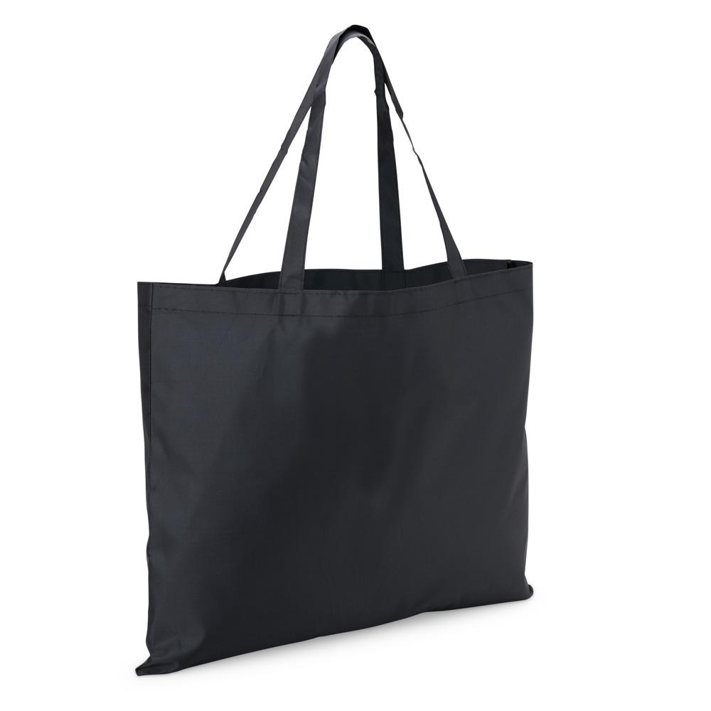 Sacola de poliester DI1951 na cor Preto, brinde personalizado Sky Brindes