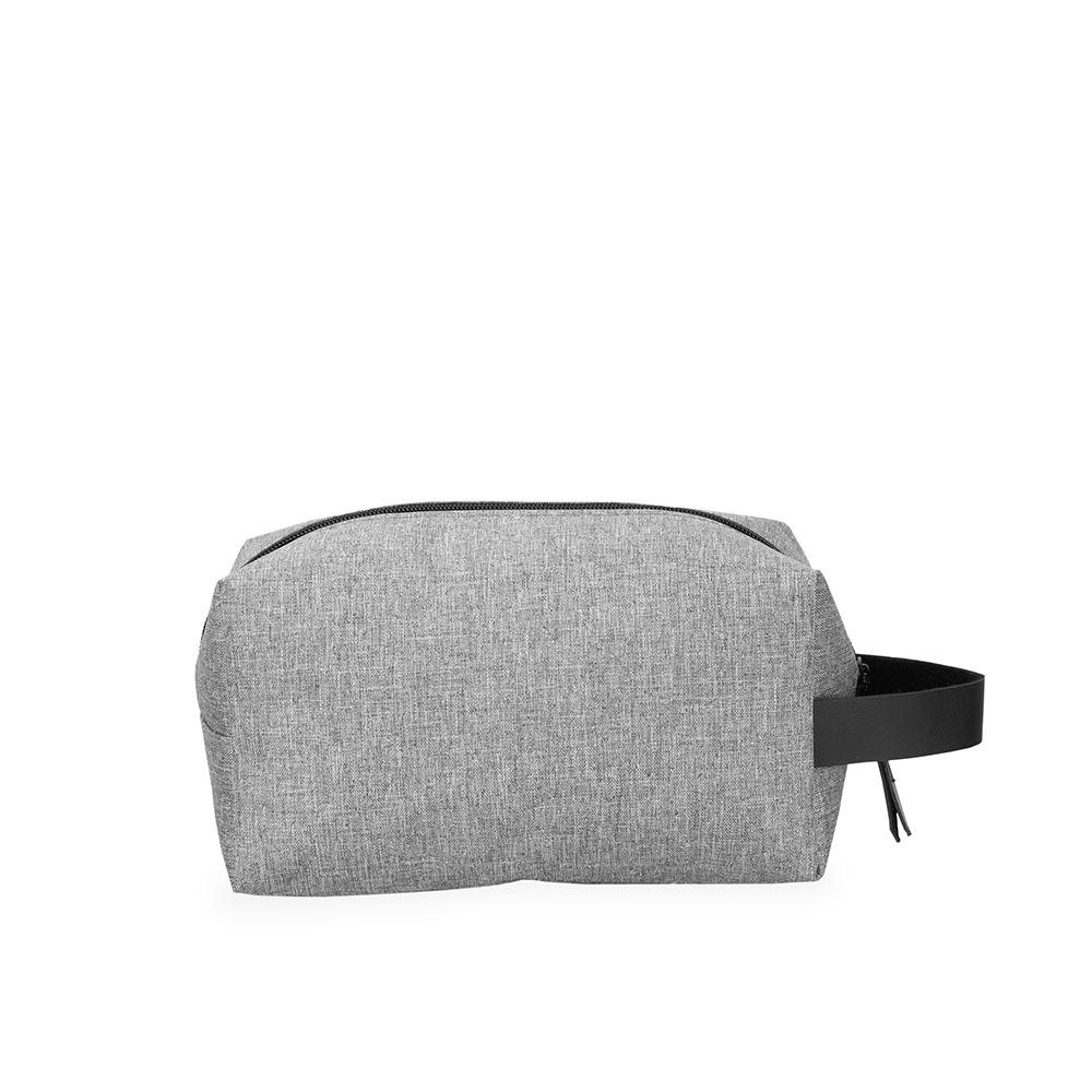 Nécessaire nylon DI1961 na cor Prata e preto, brinde personalizado Sky Brindes